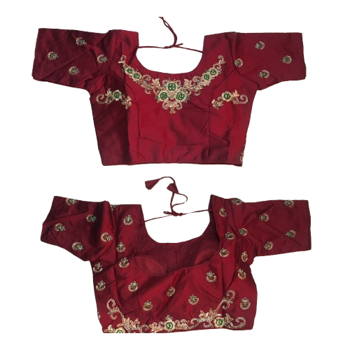 Raw Silk Maroon Designer Blouse 149